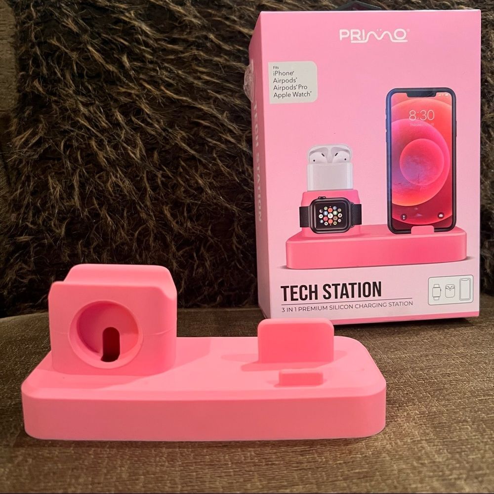 iPhone iwatch airpod charging station bright pink NIB